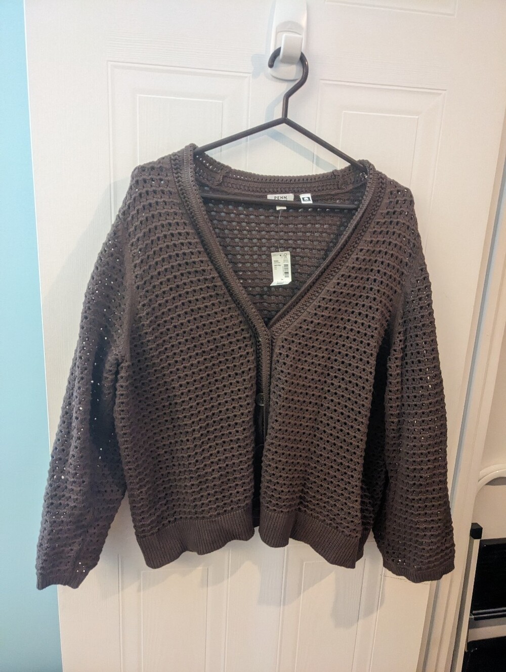 Penningtons Brown Open-Knit V-Neck Cardigan